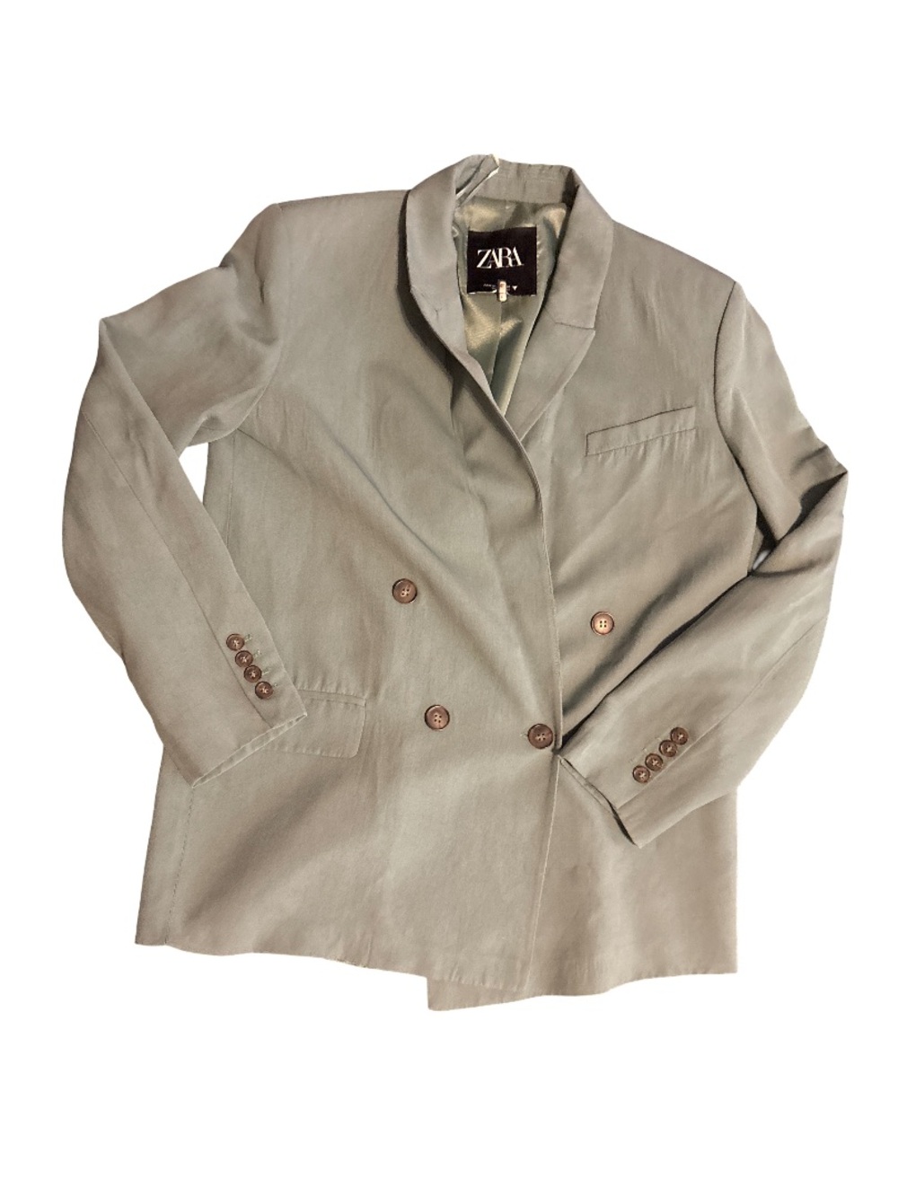 Zara Double-Breasted Blazer in Sage Green
